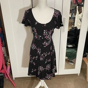NWT Pink Rose Casual Black Floral Daytime/Casual Dress